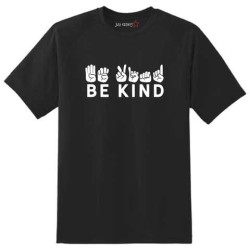 "Be Kind  - Sign Language" Kids Short Sleeve T-Shirt – 100% Cotton Black | Just Kidding |