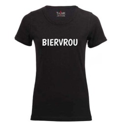 Women "Biervrou" Short Sleeve Fitted T-Shirt – 100% Cotton Black | Think Out Loud |