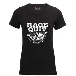 Women "RAGE QUIT" Short Sleeve Fitted T-Shirt – 100% Cotton Black | Think Out Loud |