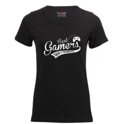 Women "Real Gamers SKIP TUTORIALS" Short Sleeve Fitted T-Shirt – 100% Cotton Black | Think Out Loud |